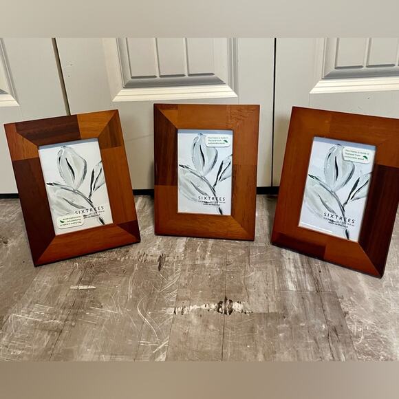 Set of 3 wood frames, 4” x 6”, made in Thailand - Picture 1 of 7